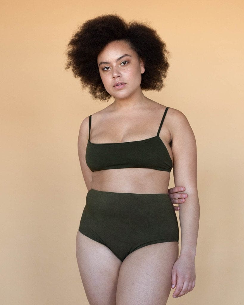 Bamboo Lena High Waist Undies in Olive Green from Hara
