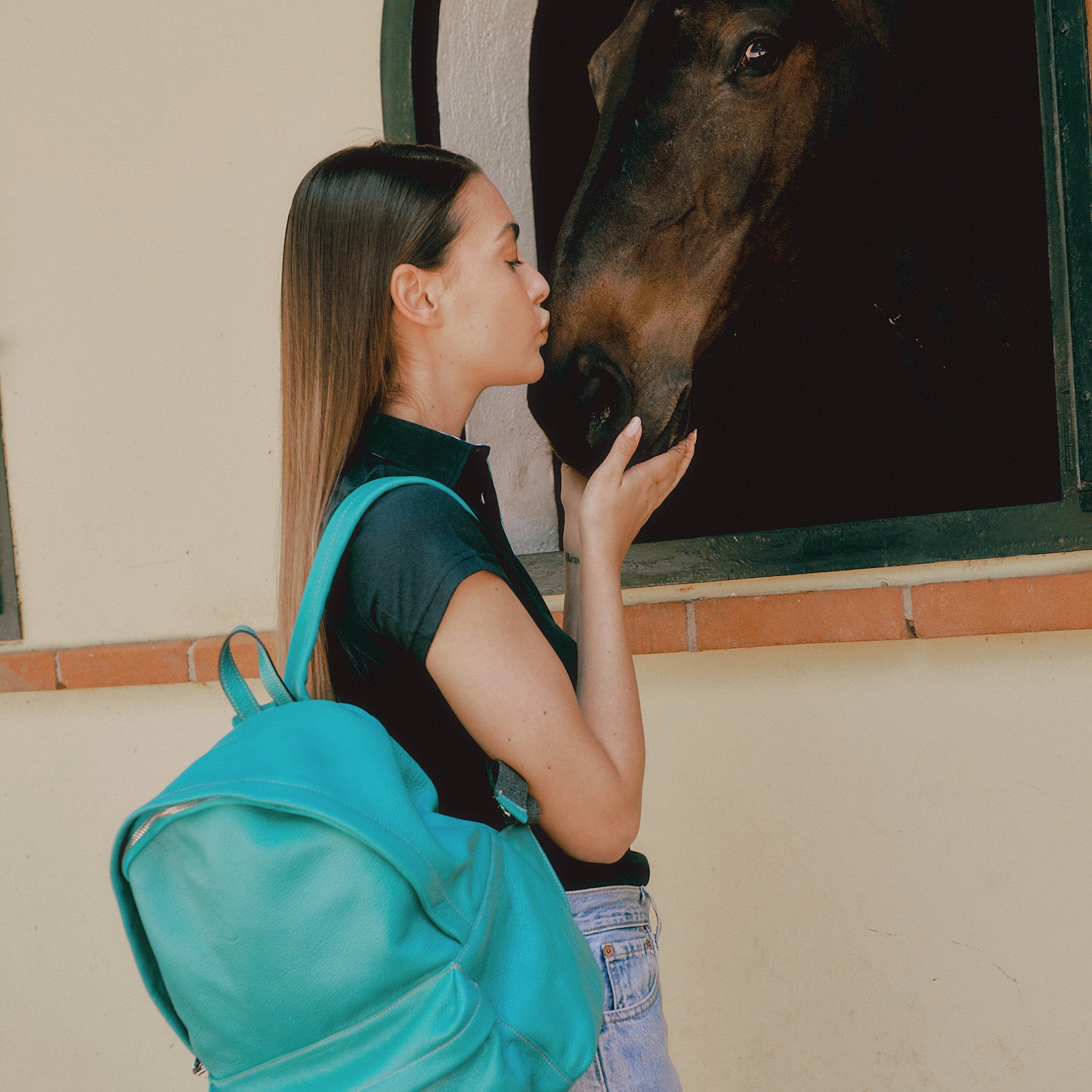 teal backpack