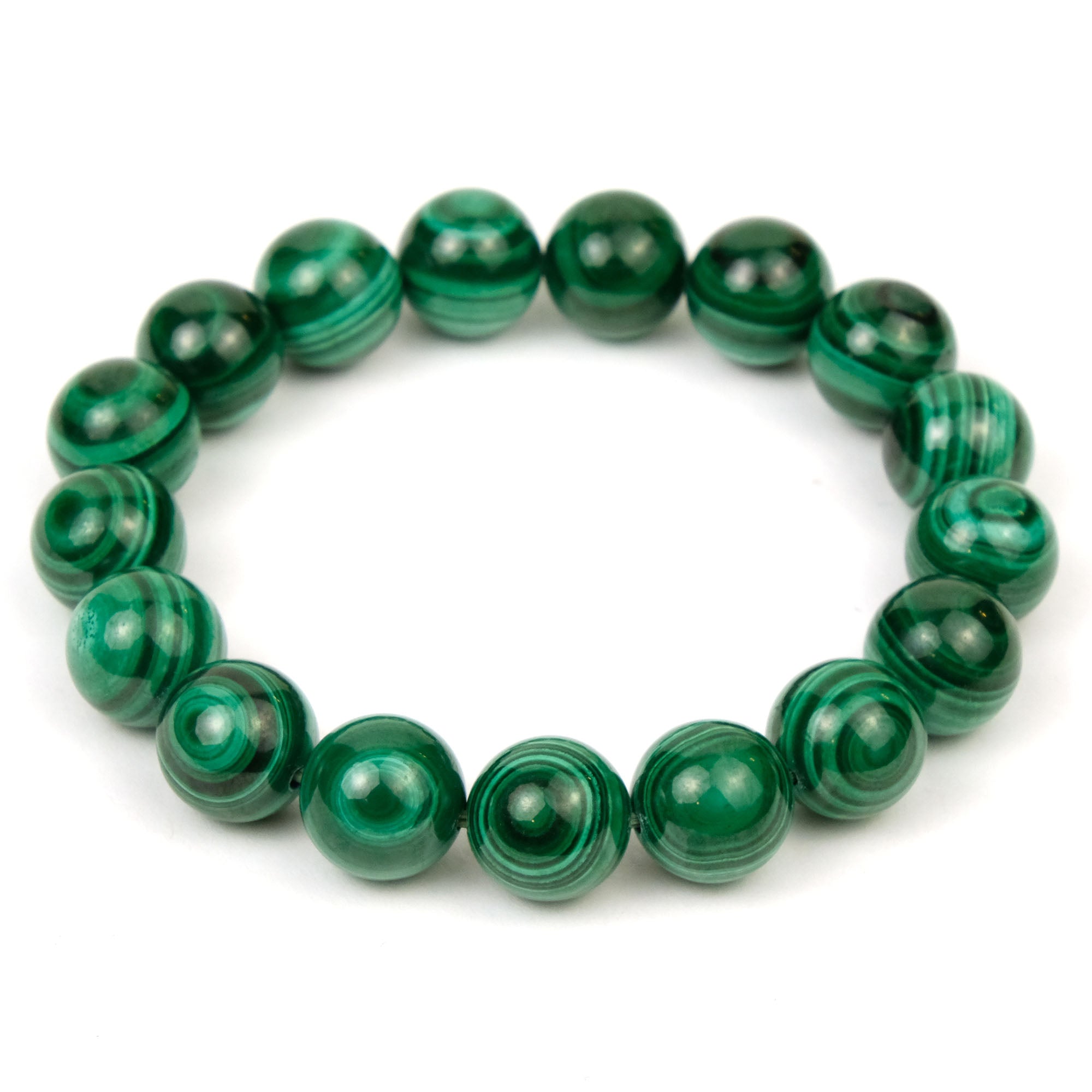 Eye Malachite Rounds Stretch Bracelet 10mm – Beads of Paradise