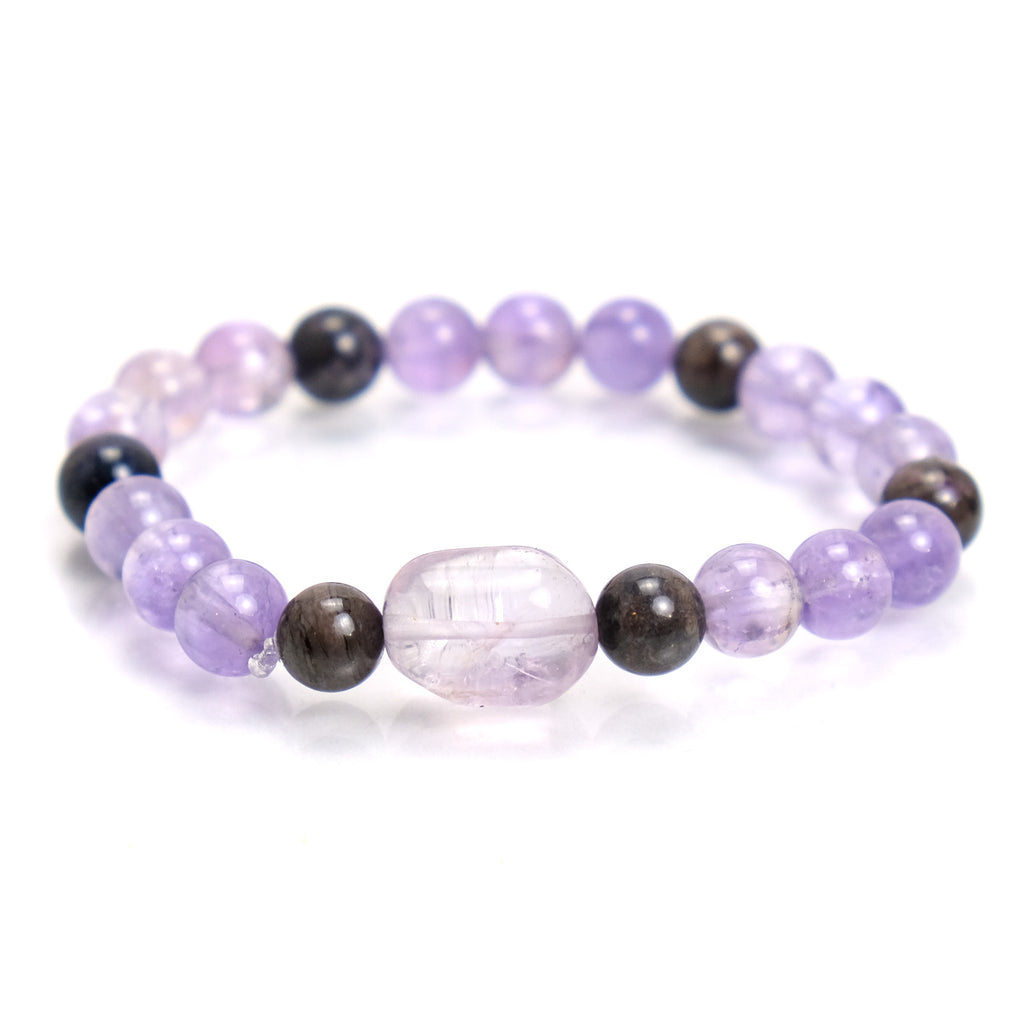 Semi-Precious Stone and Palmwood Chakra Stretch Bracelet