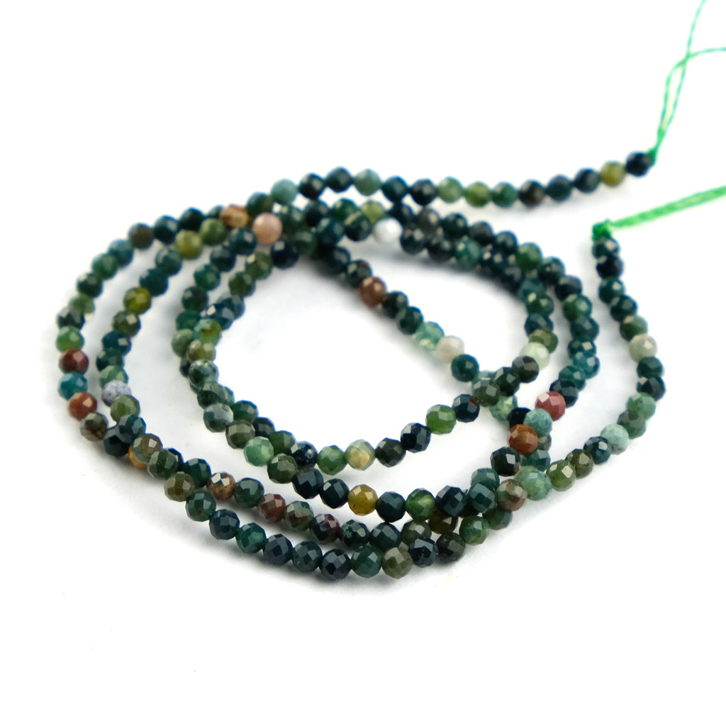 Bloodstone Faceted Rounds 2mm Strand