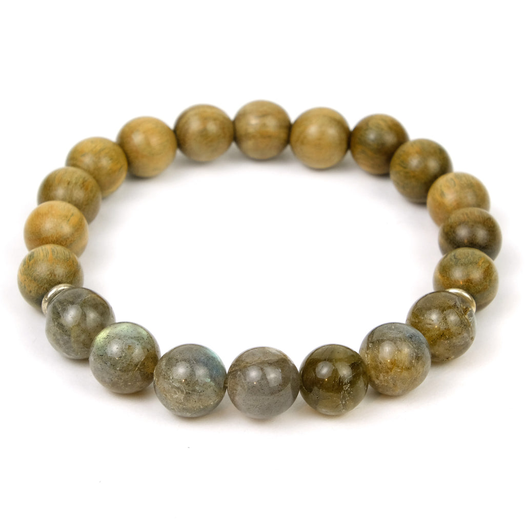 Green Sandalwood with Labradorite Stretch Bracelet – Beads of Paradise