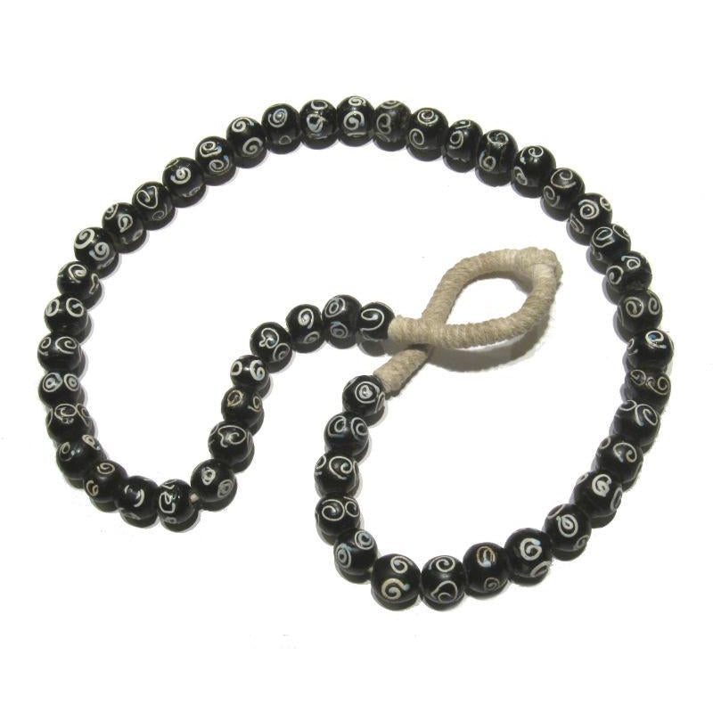 Italian Venetian Old Stock Glass Beads, Venetian Black 1 Opaque Glass Bead:  Size 5 Pony Size Bead