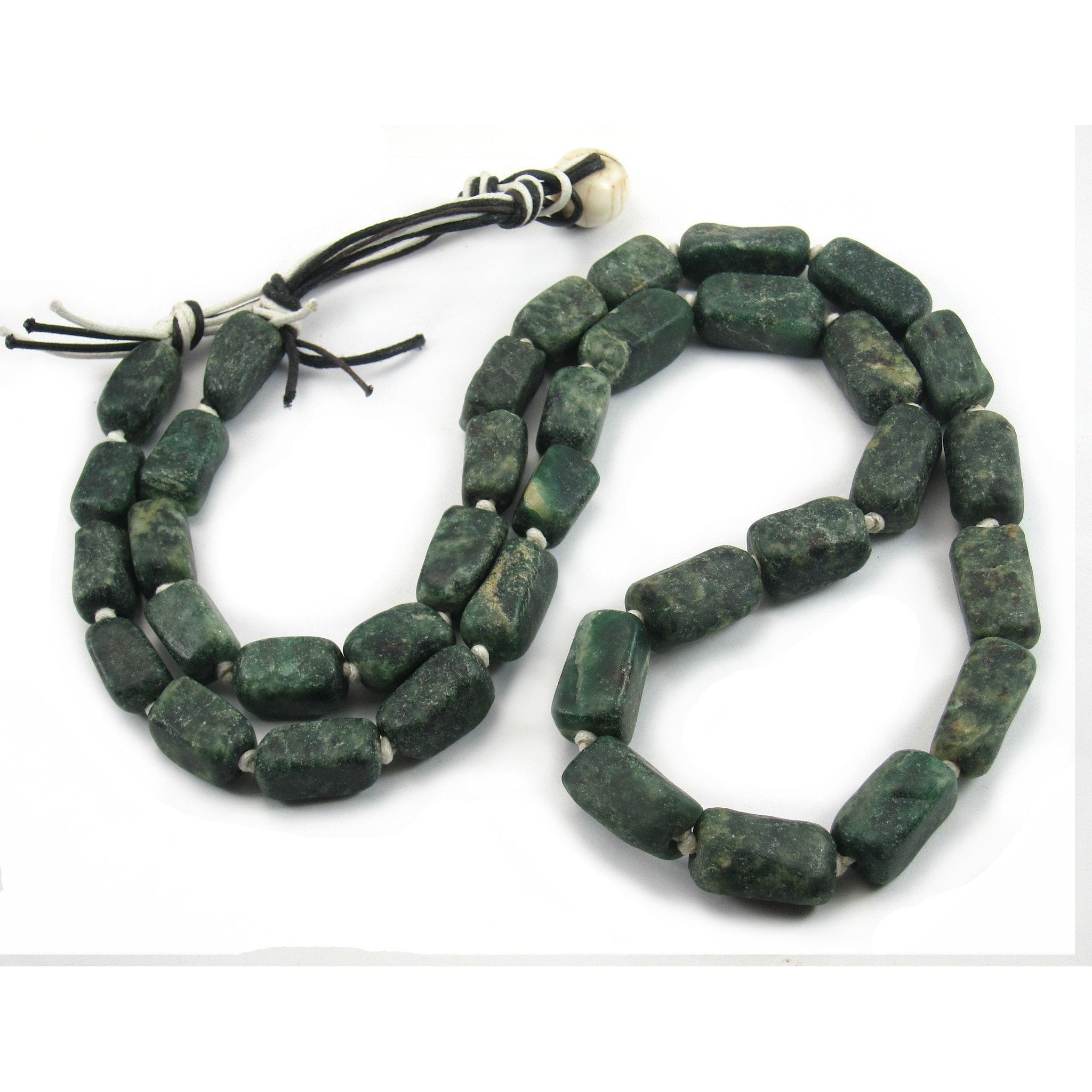 Deep Forest Green Serpentine Matte Rectangle Bead Necklace