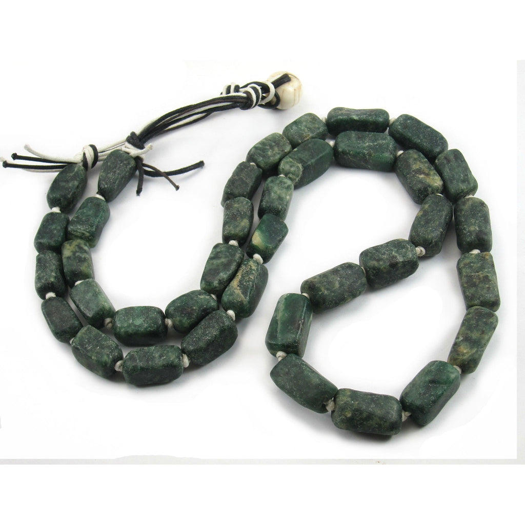 Natural green serpentine handmade floral leaf beads (G1726)