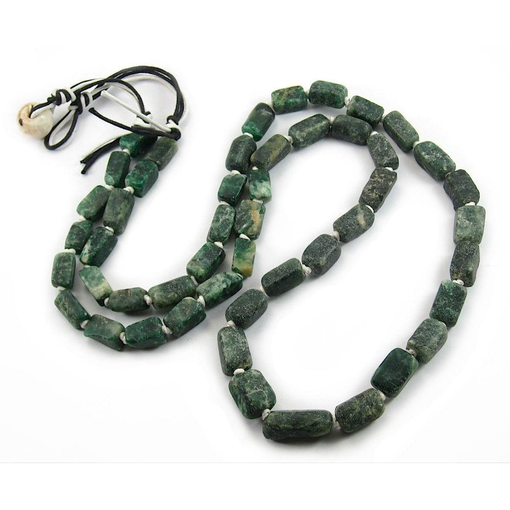 Natural green serpentine handmade floral leaf beads (G1726)