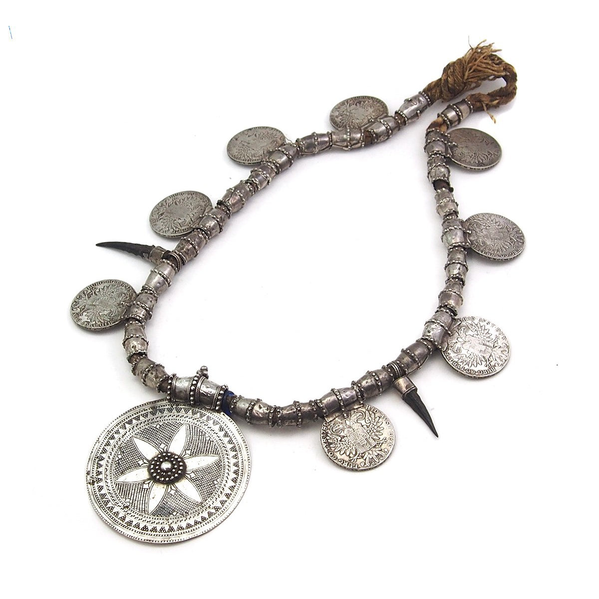 online handmade White Metal Tribal Coin Necklace