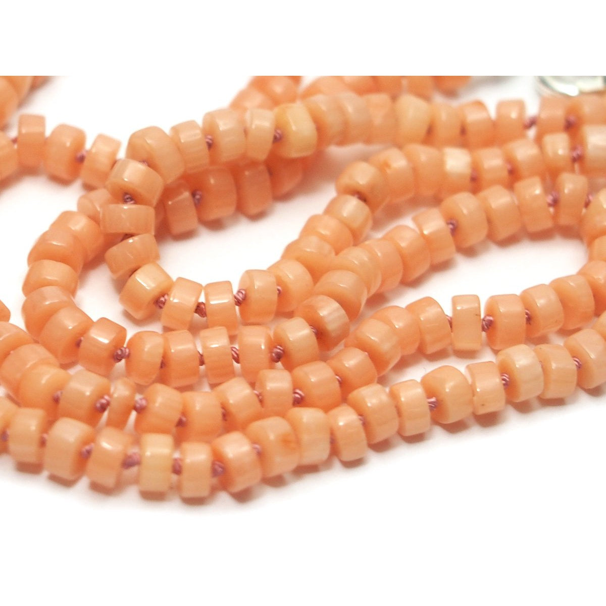 Fish Hook Clasp on Angel Skin Coral Beads. – Antique Jewelry University