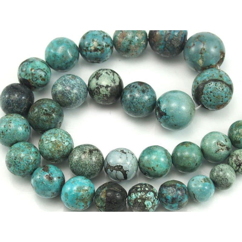 Turquoise (Chinese) Smooth Graduated Rounds 10-15mm Strand – Beads of ...