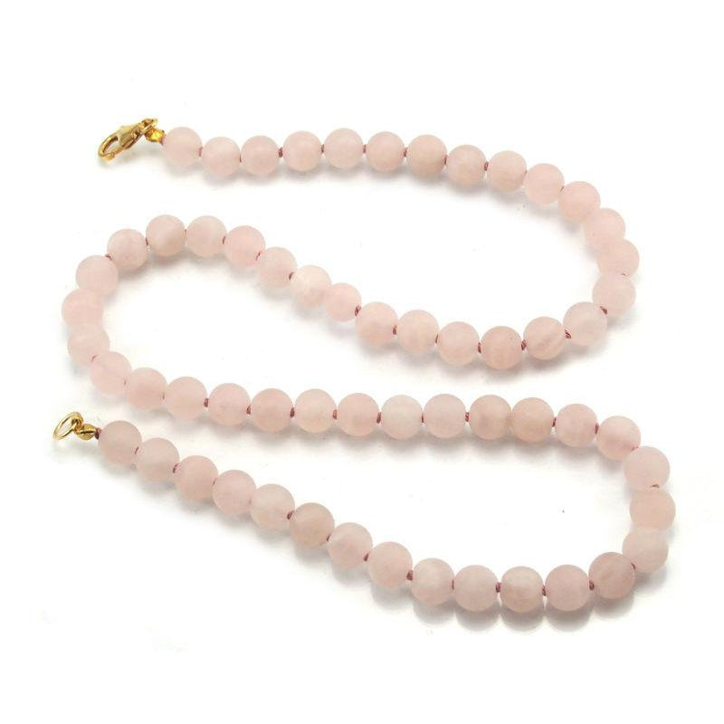 Rose Quartz Matte Necklace with Gold Filled Trigger Clasp - Beads of ...