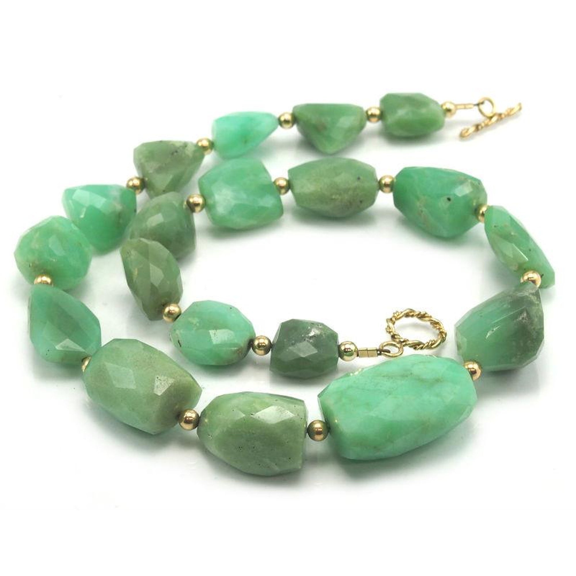 Chrysoprase Necklace with Gold Plated Toggle Clasp - Beads of Paradise