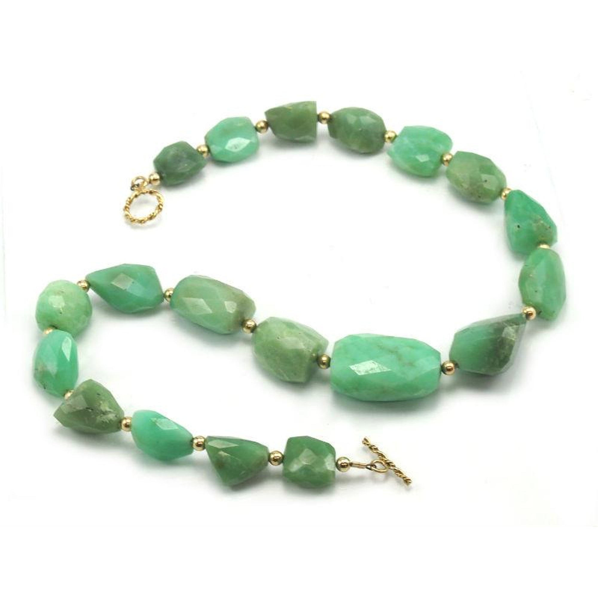 Chrysoprase Necklace with Gold Plated Toggle Clasp - Beads of Paradise