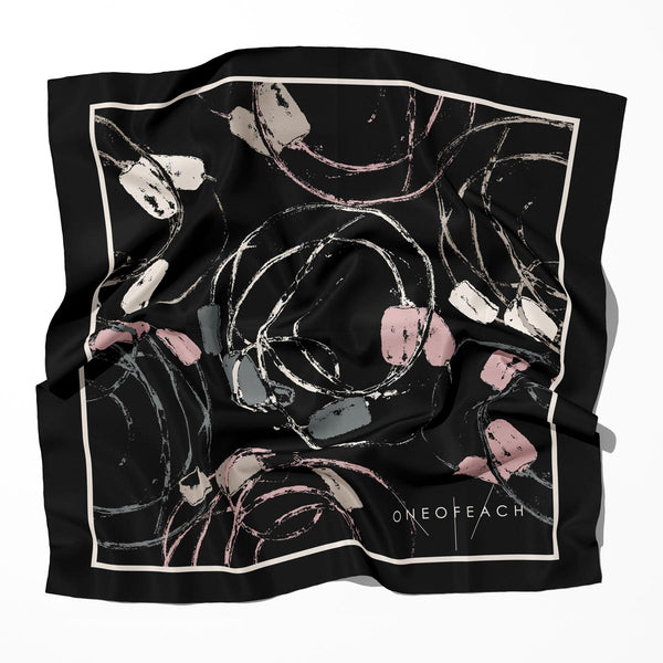 Coral Beads Print Scarf | Black