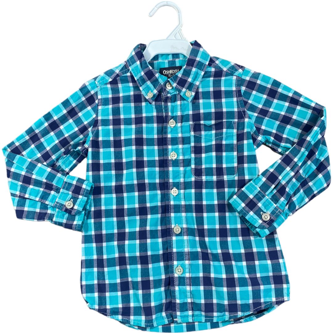  Oshkosh Teal Plaid Button Down (4T Boys) 