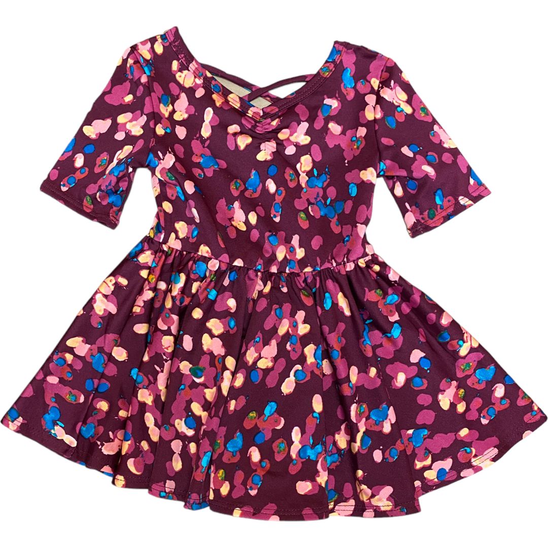  Dot Dot Smile Maroon Dot Pattern Dress (6/12M Girls) 