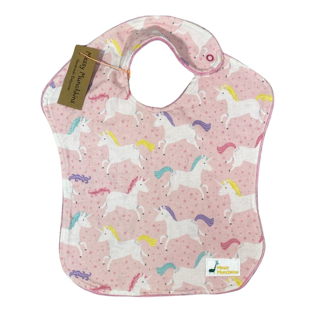  Messy Munchkins Pink Unicorn Full Coverage Bib 