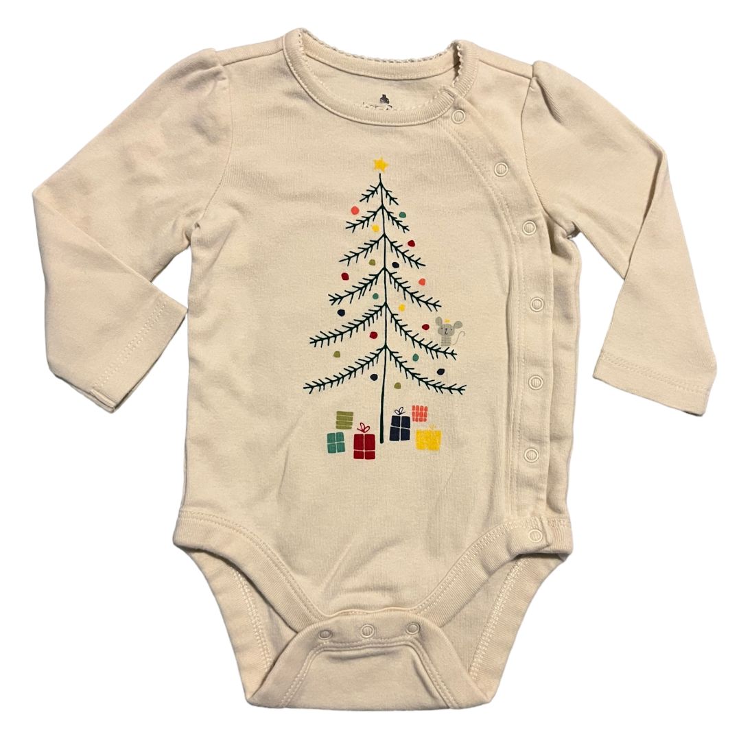  Gap Cream Side Snap Tree Onesie (3/6M Girls) 