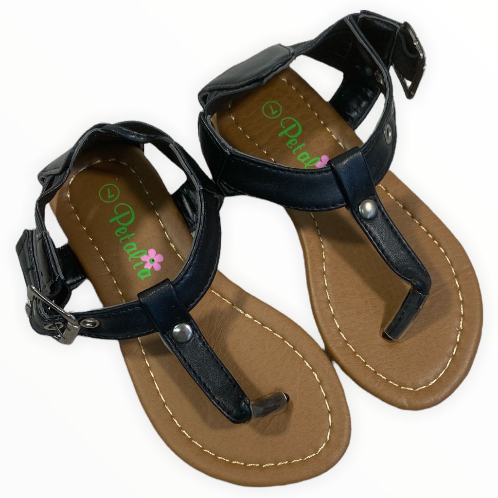  Petalia Black Sandals (Size 7) 