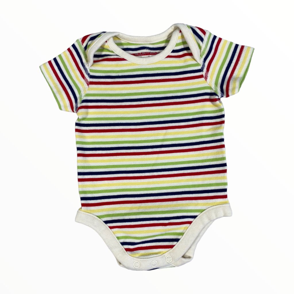  Hanna Andersson Moon and Back Stripe Onesie (0/3M Boys) 