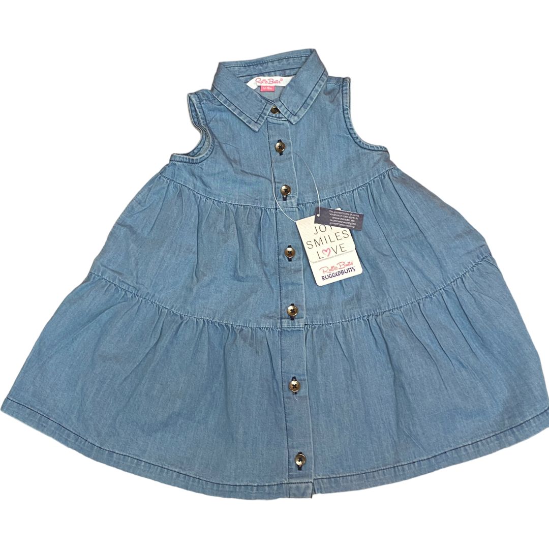  Ruffle Butts Blue Denim Dress NWT (12/18M Girls) 