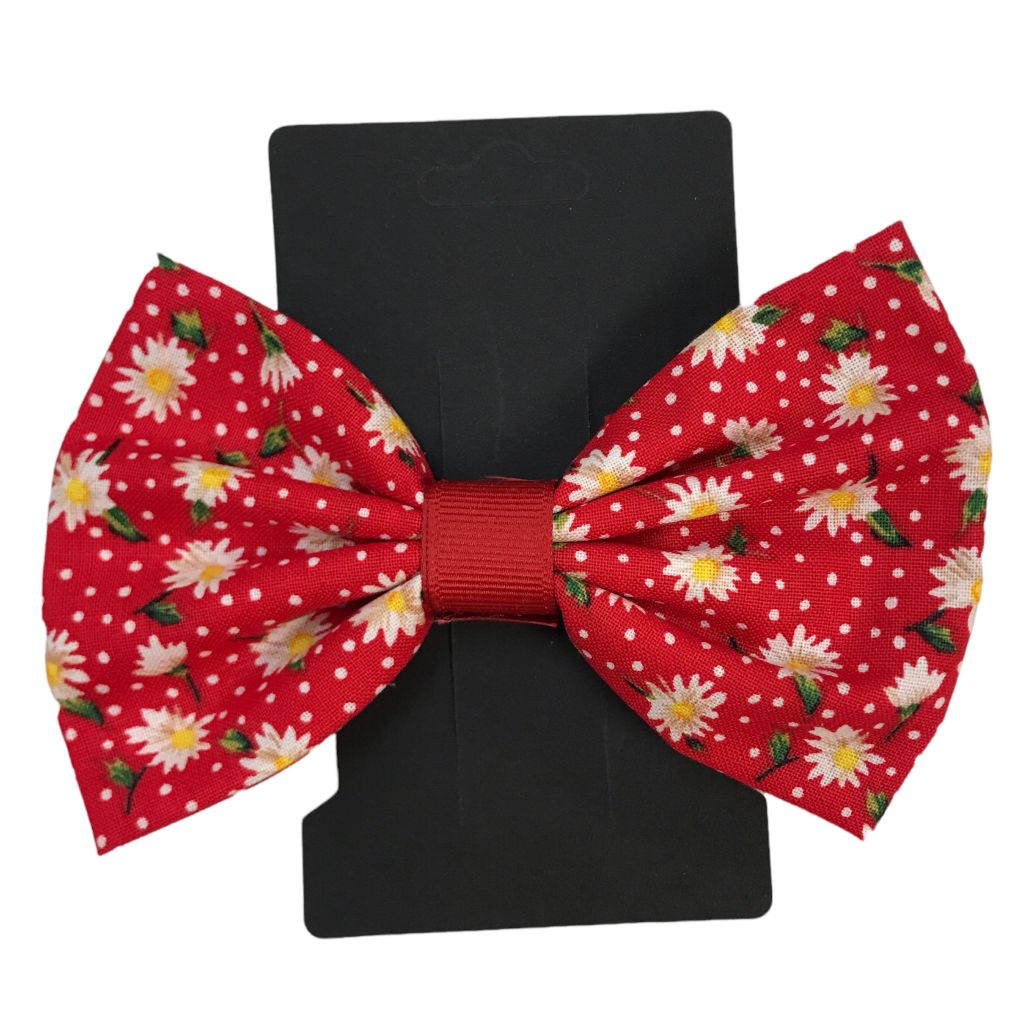  Handmade Red Daisy Bow 