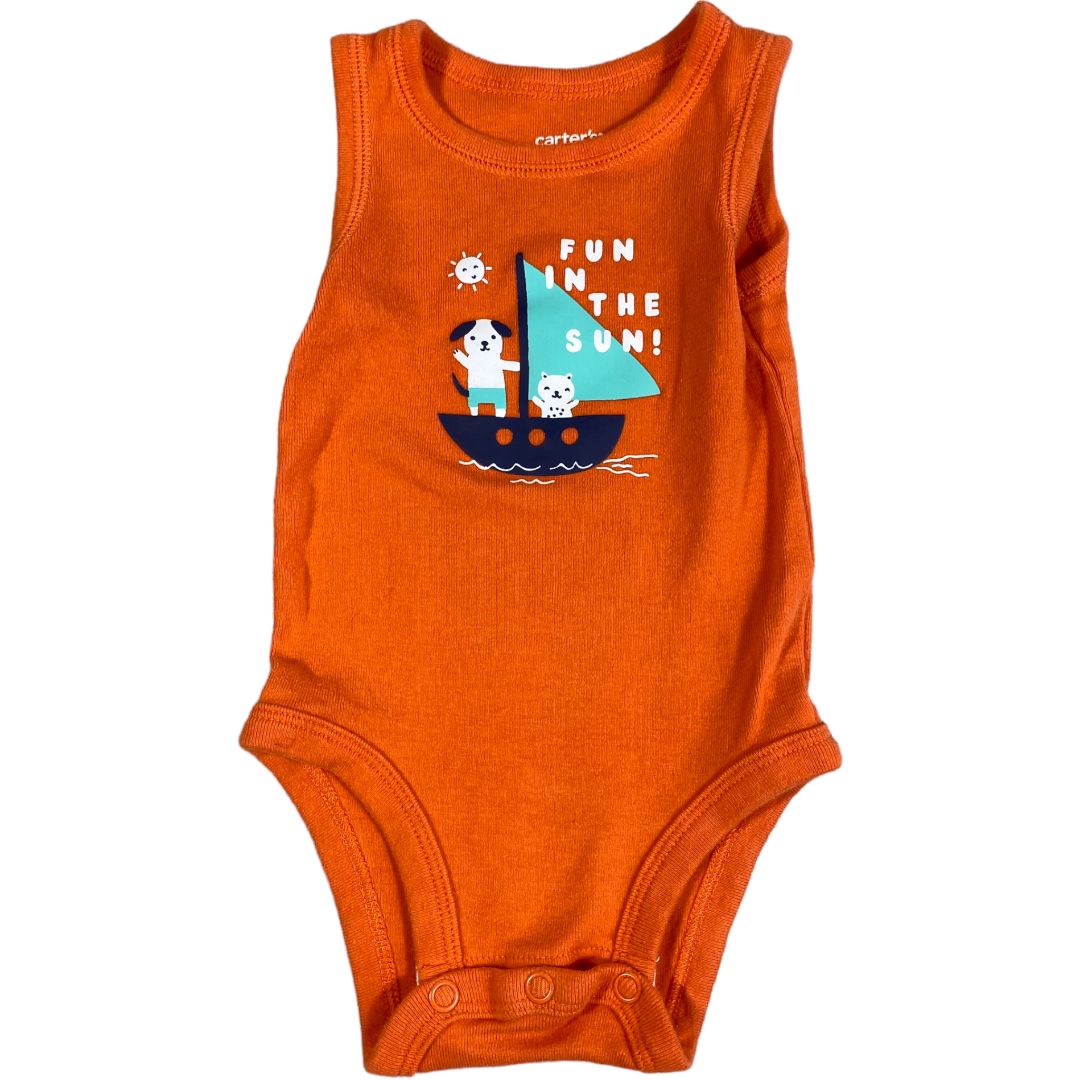  Carter's Orange Tank Onesie (3M Boy) 