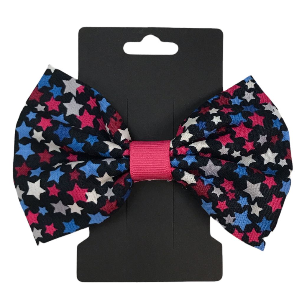  Handmade Pink & Blue Stars Bow 