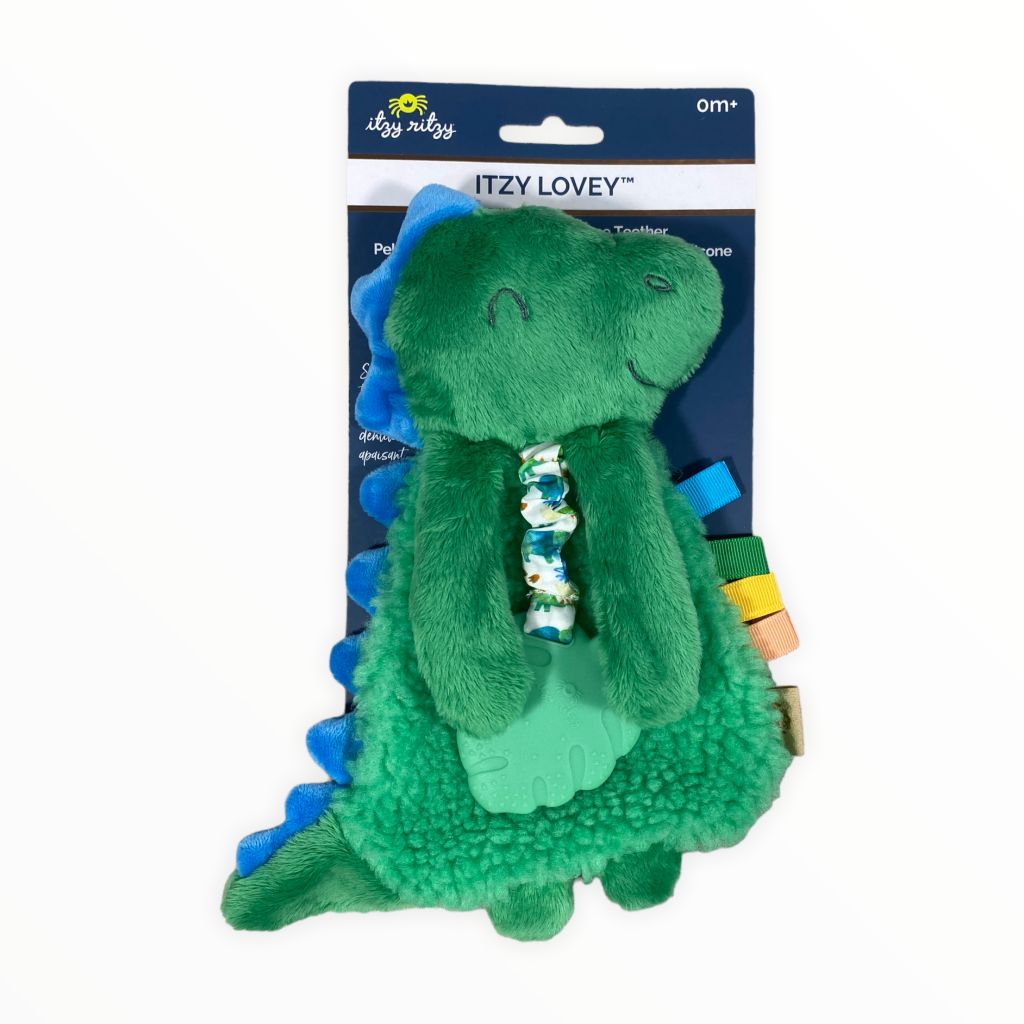  Itzy Ritzy James the Dino Itzy Friends Itzy Lovey™ Plush with Silicone Teether Toy (Ages 0M+) 