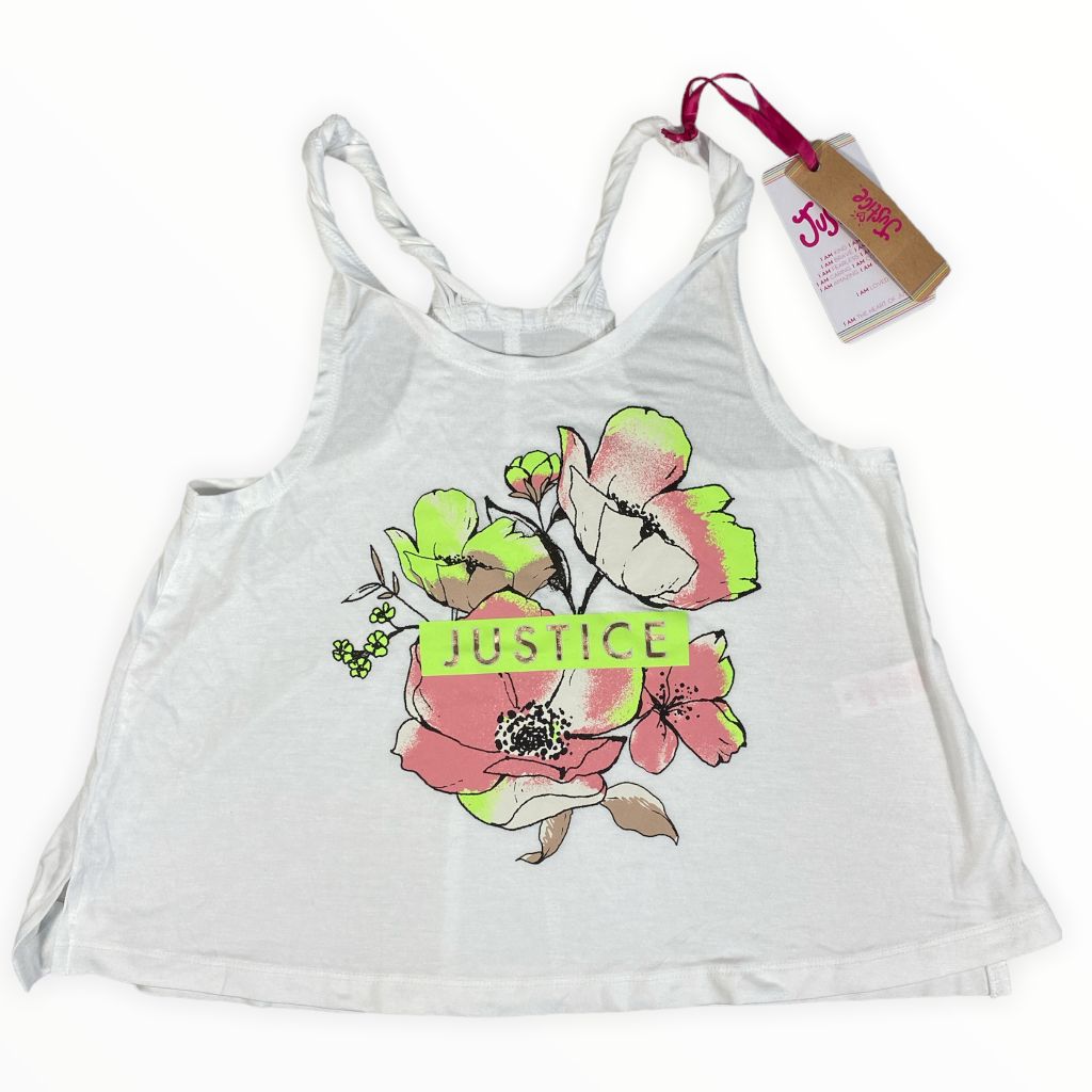  Justice White Floral Tank NWT (7/8 Girls) 