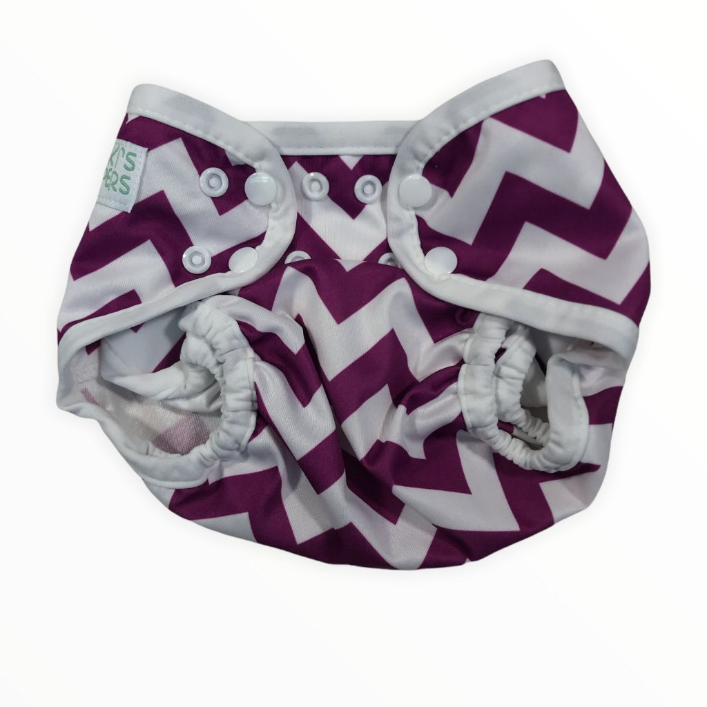  Nicki's Diapers Purple Chevron Cloth Diaper Cover (8-35lbs) 