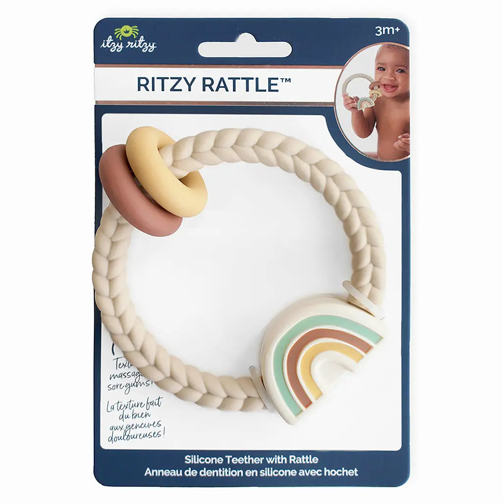  Itzy Ritzy Neutral Rainbow Ritzy Rattle™ Silicone Teether Rattles (Ages 3M+) 