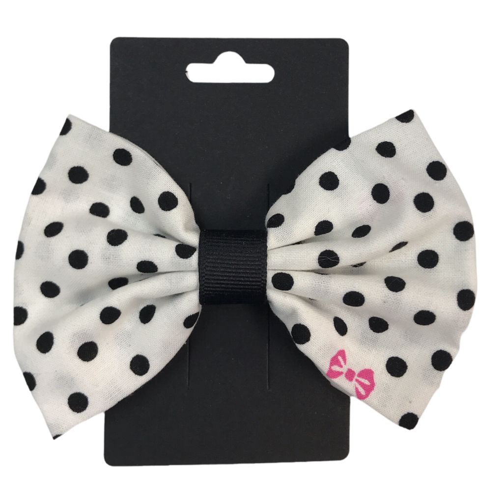  Handmade White & Black Polka Dot Bow 