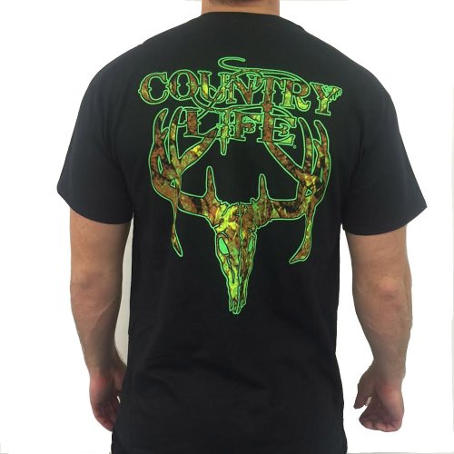 Mens Fashion top Country life t-shirt Longhorn deer skull Orange Camo –  Tack-M-Up Stables