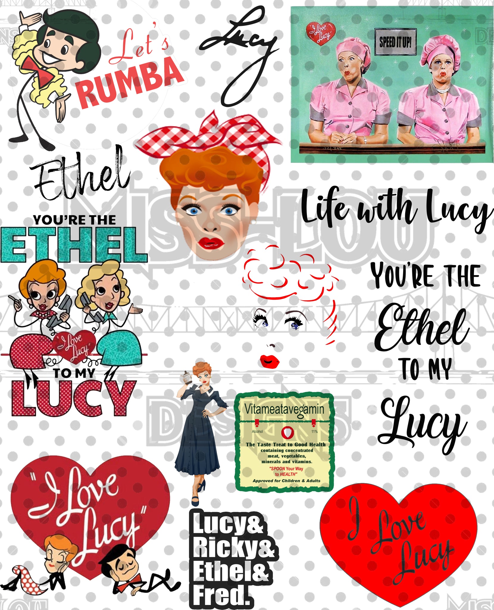 I Love Lucy V2 Fan Sheet Digital Download Miss Lou Designs More