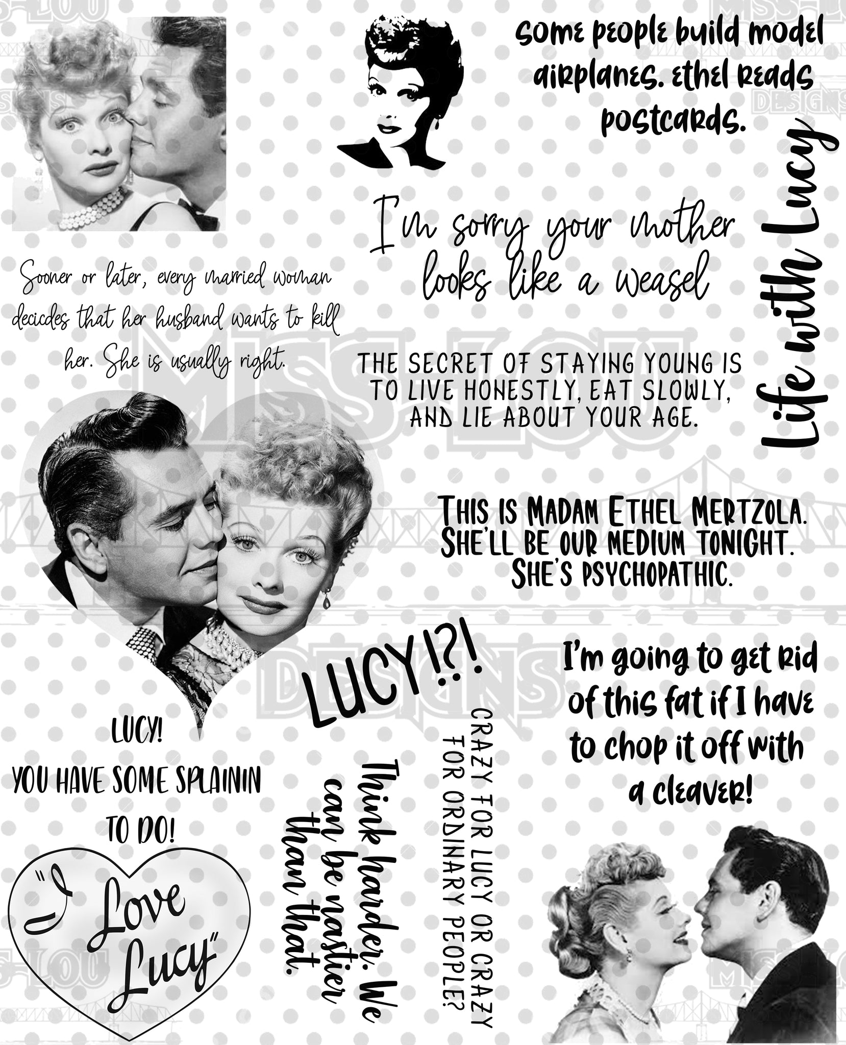 I Love Lucy V3 Fan Sheet Digital Download Miss Lou Designs More