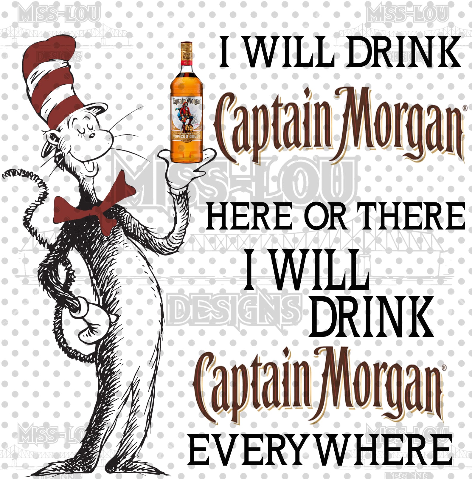 Cat In The Hat Captain Morgan Digital Download Miss Lou Designs More