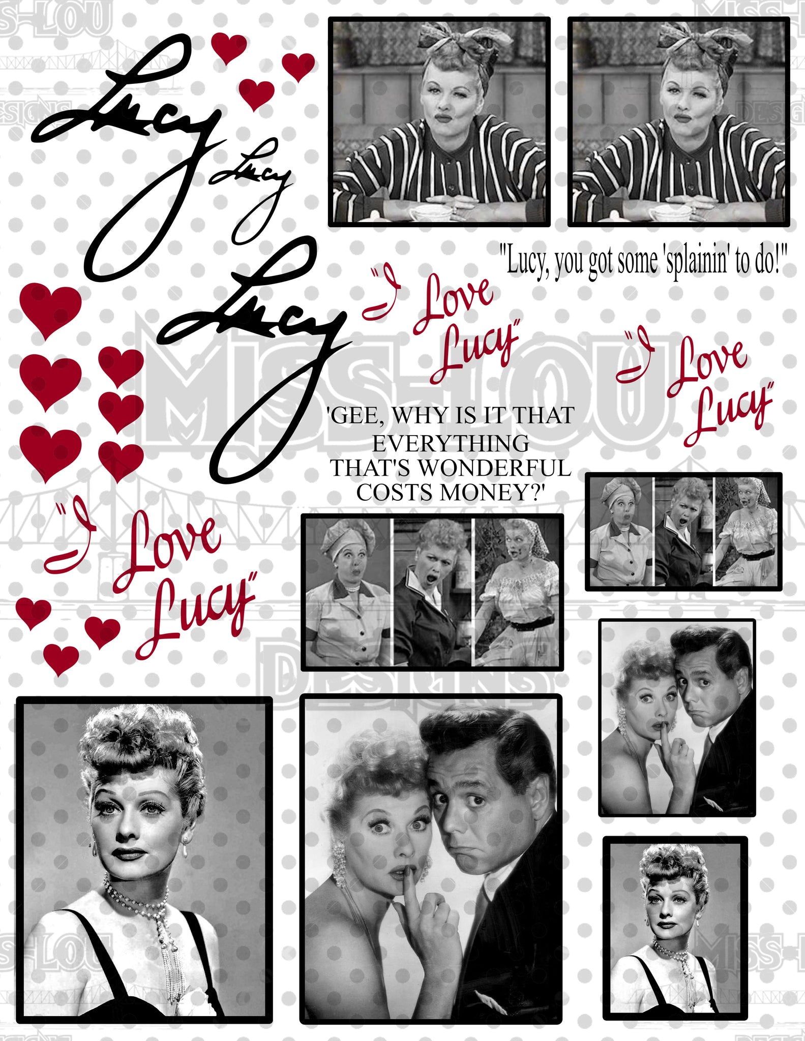 I Love Lucy Fan Sheet Digital Download Miss Lou Designs More