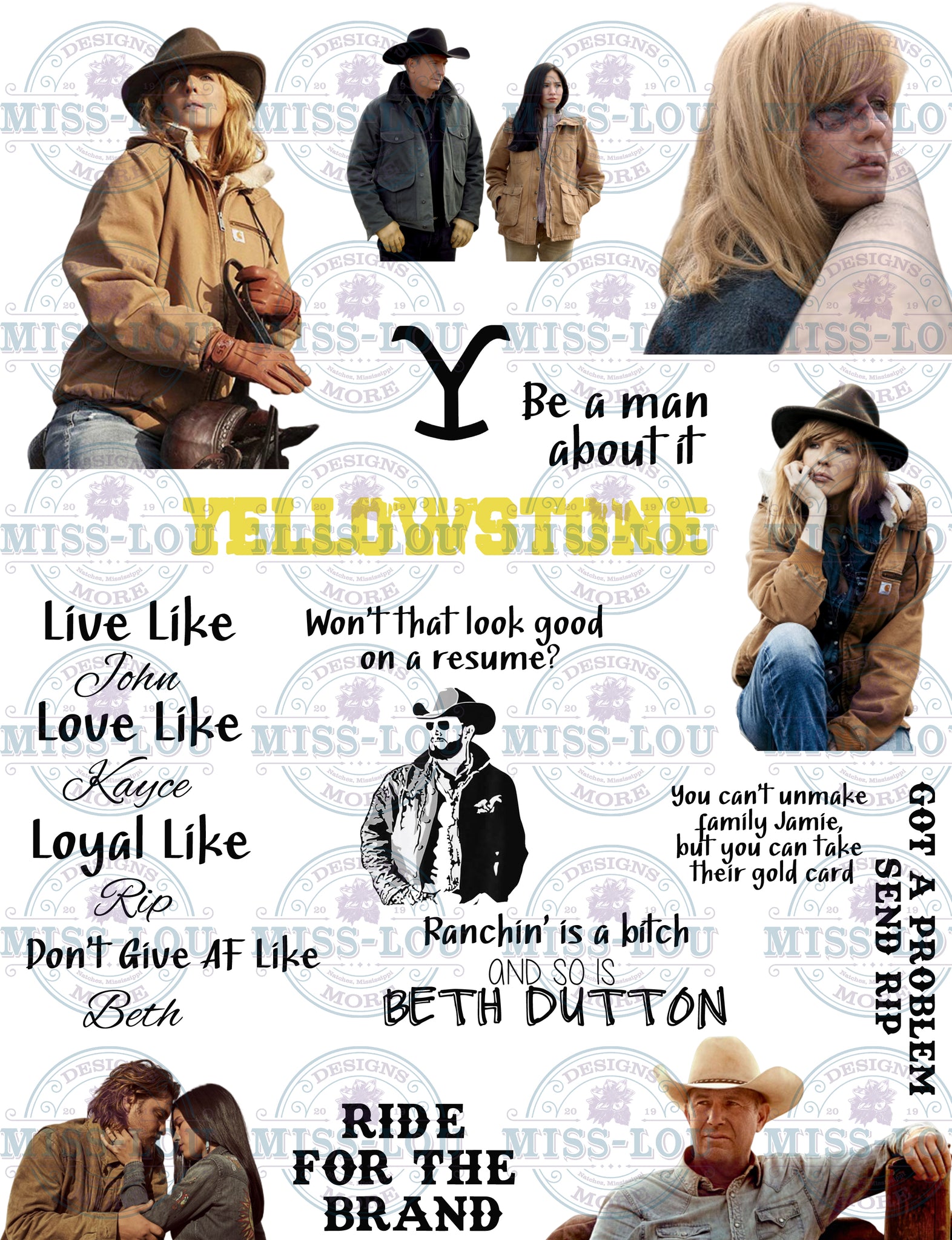 Download Yellowstone Fan Sheet Digital Download Miss Lou Designs More