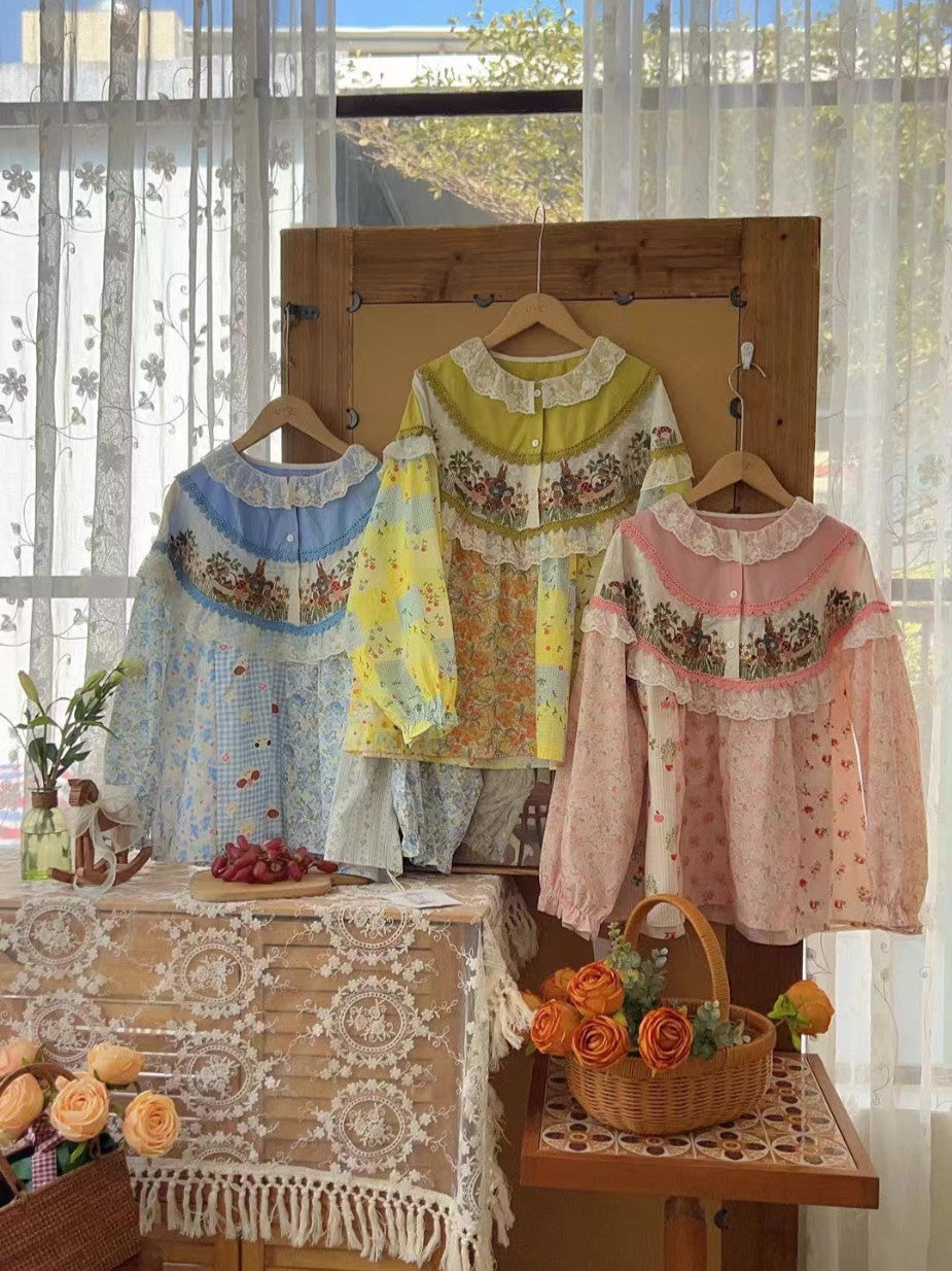  Lace Collar Cute Embroidered Shirt