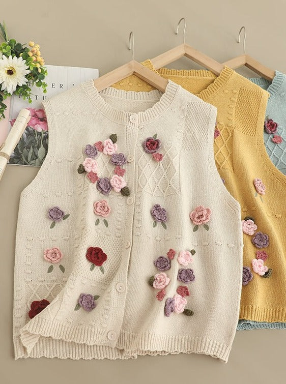 3d Flowers Knit Vest