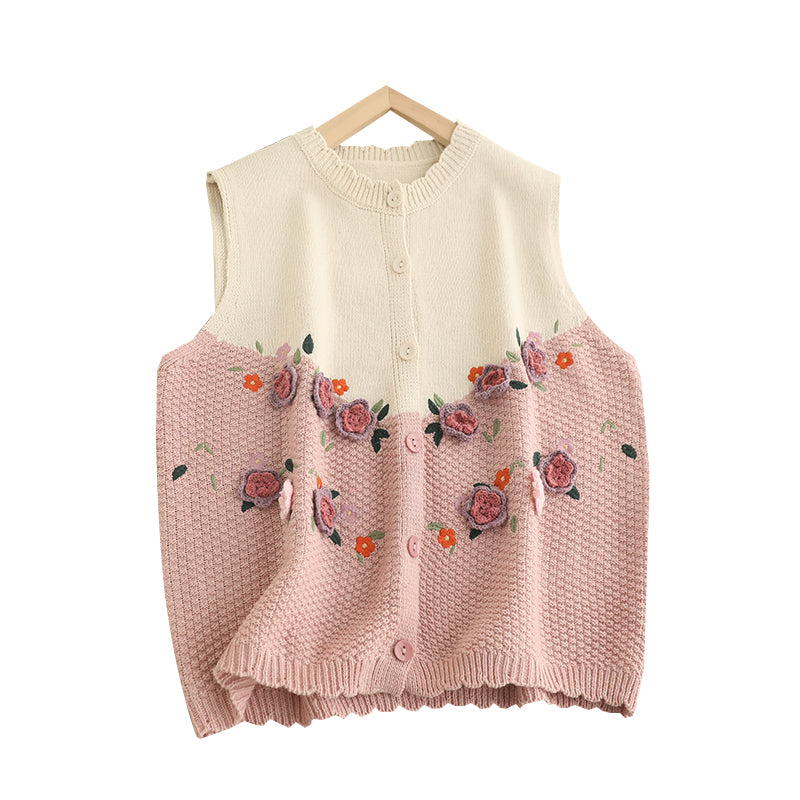 Color Patchwork Knit Vest