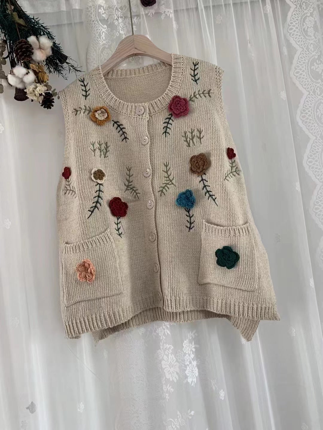 Cute Knitted Vest With Pockets The Cottagecore