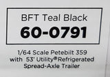 1/64 PETERBILT 359 TEAL/BLACK WITH SPREAD AXLE REFRIGERATED TRAILER
