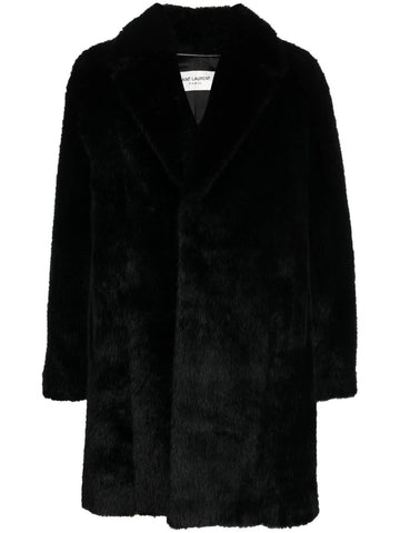 Saint Laurent men's black faux fur coat