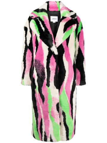 Striped faux fur coat by Jakke sold at Anthropologie