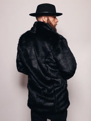 Man wearing Black Panther Collared Faux Fur Coat