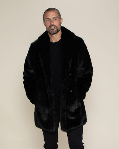 SpiritHoods black panther faux fur collared coat- men's