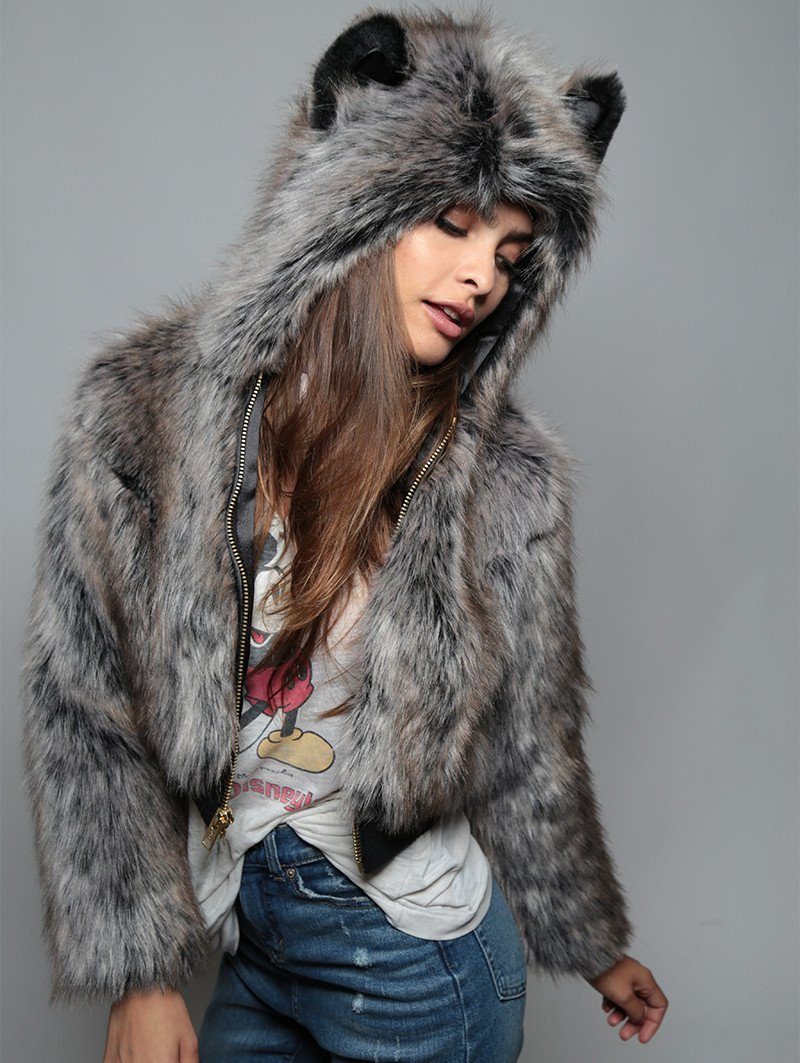 SpiritHoods® Official Website | Grey Wolf Crop Jacket SpiritHood