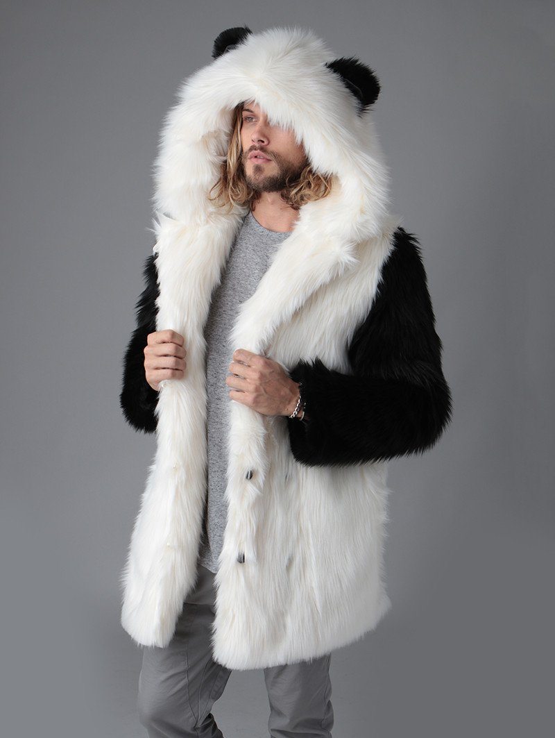 Faux Fur Coat Mens Hooded With Ears in 