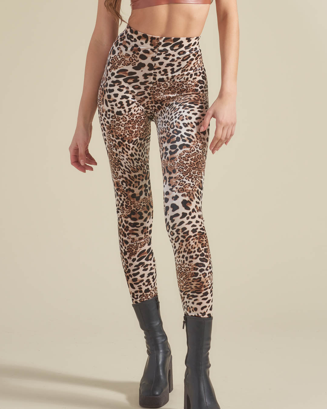 Black Leopard Velvet High Rise Leggings